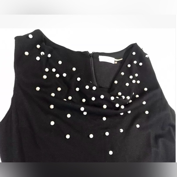 Calvin Klein Pearl Accent Cowl neck Sleeveless Sheath Midi Dress Back size 12 - Picture 8 of 9